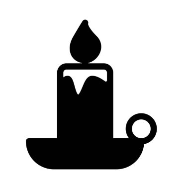 gece mum, basit siyah çizgi resimde beyaz arka plan üzerinde