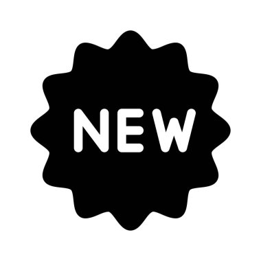 Yeni ürün etiketi, basit siyah çizgi resimde beyaz arka plan üzerinde