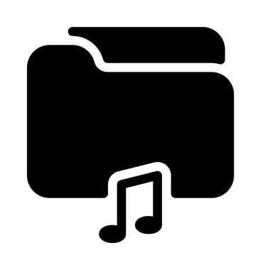 Ses veya müzik klasörüne, basit siyah çizgi resimde beyaz arka plan üzerinde
