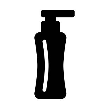 Sıvı sabun sıkmak, basit siyah çizgi resimde beyaz arka plan üzerinde