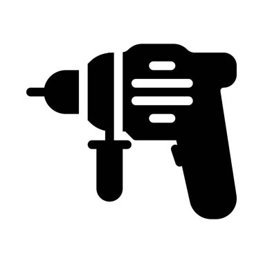 Çekiç matkap makinesi simgesi üzerinde beyaz izole 