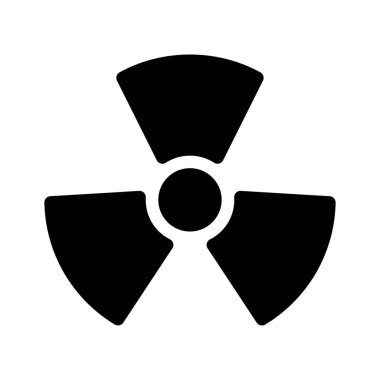 Nükleer tehlike sembolü, basit siyah çizgi resimde beyaz arka plan üzerinde