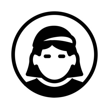 kadın kapalı kafa ile basit vektör çizim