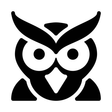 Baykuş gece görüş, basit siyah çizgi resimde beyaz arka plan üzerinde