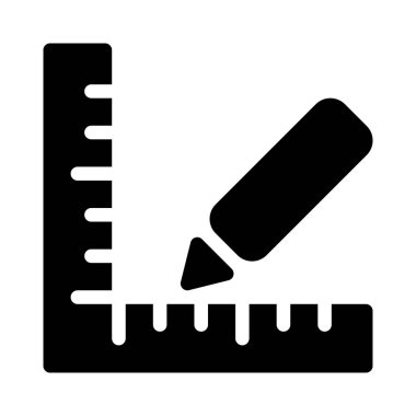 L-kare cetvel simgesi, basit hat illüstrasyon
