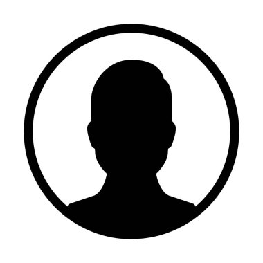 Erkek cinsiyet profili, basit siyah çizgi resimde beyaz arka plan üzerinde