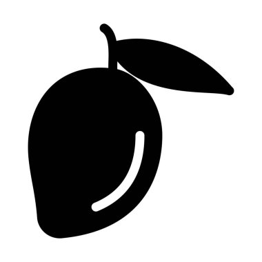 Yaz meyve Mango, basit siyah çizgi resimde beyaz arka plan üzerinde