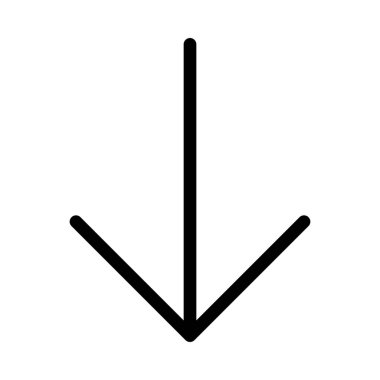 Aşağıya doğru yön ok beyaz arka plan üzerinde