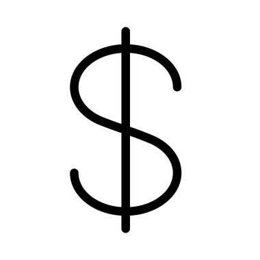 Para veya dolar işareti, basit siyah çizgi resimde beyaz arka plan üzerinde