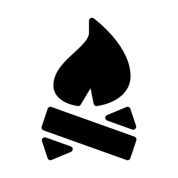 Kamp Fire Flame Eenvoudige Zwarte Lijn Illustratie Witte Achtergrond — Stockvector