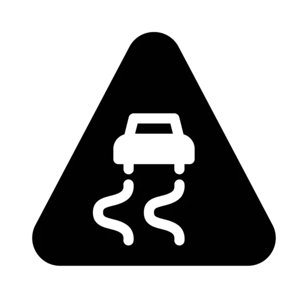 Semplice Illustrazione Vettoriale Slippery Road — Vettoriale Stock