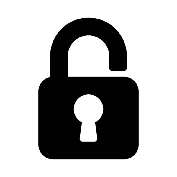 Wachtwoord Open Lock Eenvoudige Zwarte Lijn Illustratie Witte Achtergrond — Stockvector