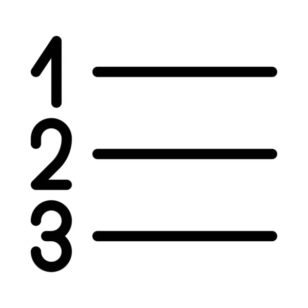 编号列表按钮 白色背景上的简单黑线插图 — 图库矢量图片