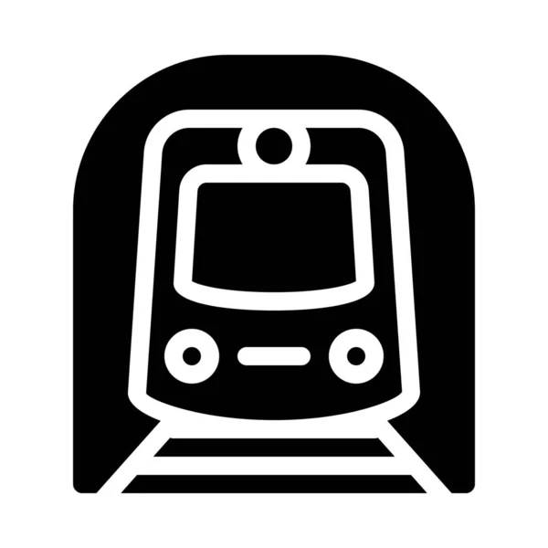 Metro Chemin Fer Souterrain Illustration Simple Ligne Noire Sur Fond — Image vectorielle