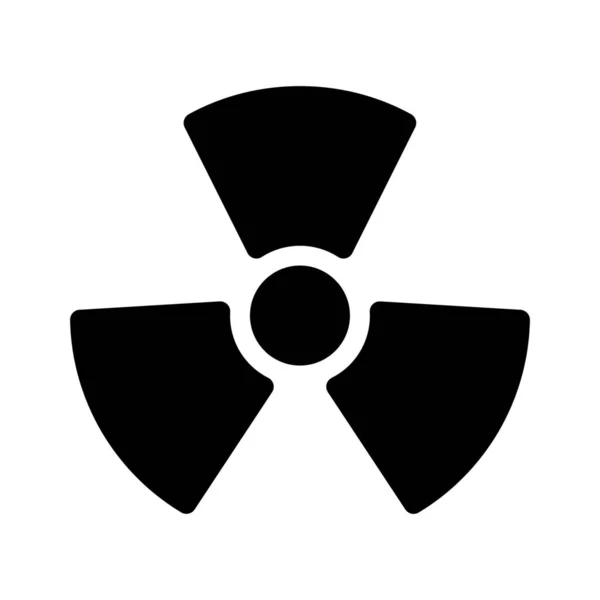 Nükleer Tehlike Sembolü Basit Siyah Çizgi Resimde Beyaz Arka Plan — Stok Vektör