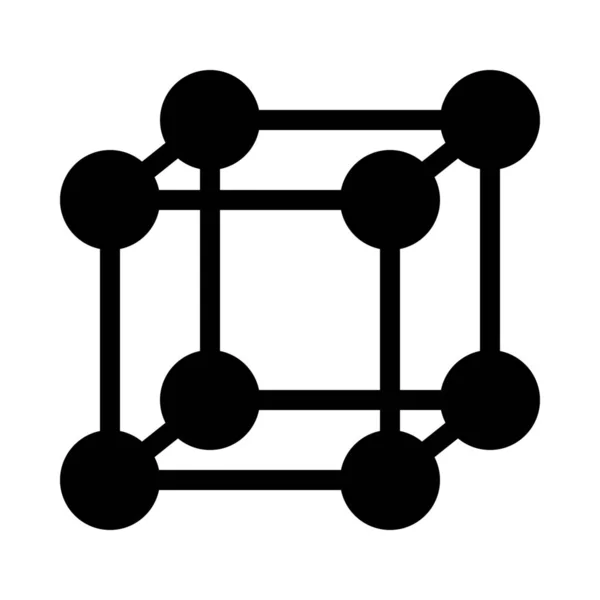 Molecule Cube Structure Simple Black Line Illustration White Background — Stock Vector