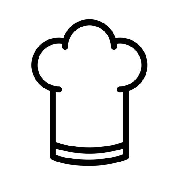Cappello Chef Semplice Linea Nera Illustrazione Sfondo Bianco — Vettoriale Stock