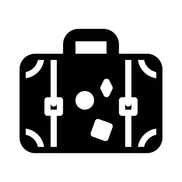 Vintage Suitcase Luggage Icon Simple Line Illustration — Stock Vector