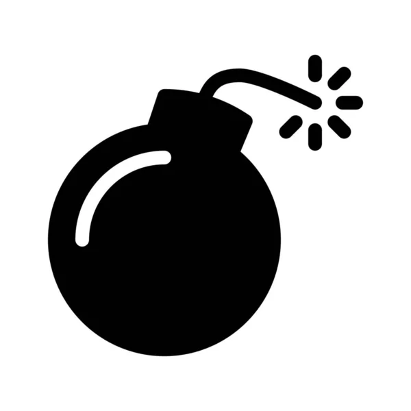 Sprengstoff Oder Bombe Einfache Schwarze Linienillustration Auf Weißem Hintergrund — Stockvektor