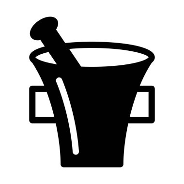 Tıp harç, bitkisel, basit siyah çizgi resimde beyaz arka plan üzerinde