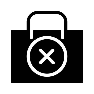 Açık ya da iptal çanta simgesi üzerinde beyaz izole