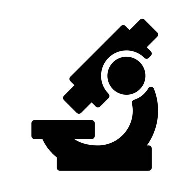 Laboratuvar optik mikroskobu, basit siyah çizgi resimde beyaz arka plan üzerinde