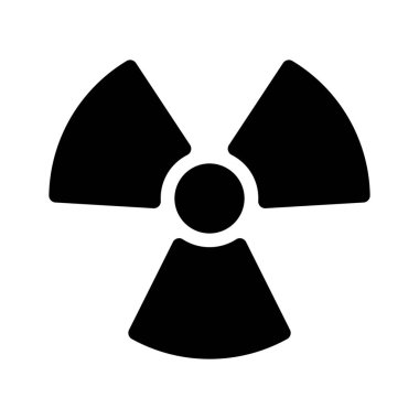Radyoaktif Nükleer sembol, basit siyah çizgi resimde beyaz arka plan üzerinde