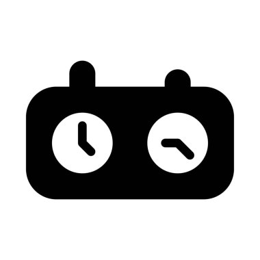 Satranç oyunu Timer saat, basit siyah çizgi resimde beyaz arka plan üzerinde