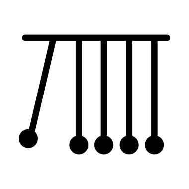 Newton beşik Momemtum, basit siyah çizgi resimde beyaz arka plan üzerinde