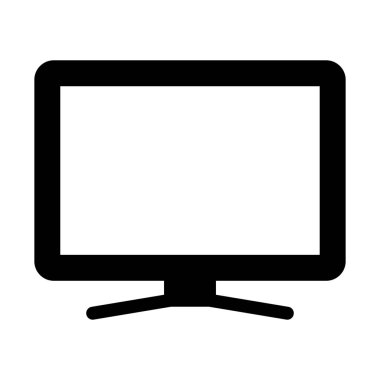Monitor Display Screen, simple black line illustration on white background