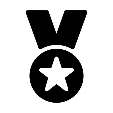 Onur, basit siyah çizgi resimde beyaz arka plan üzerinde Madalyası