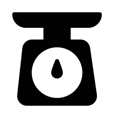 Mutfak terazisi, basit siyah çizgi resimde beyaz arka plan üzerinde