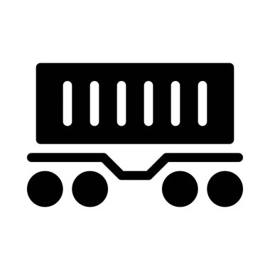 Konteyner vagon - yük taşıma simgesi üzerinde beyaz izole 