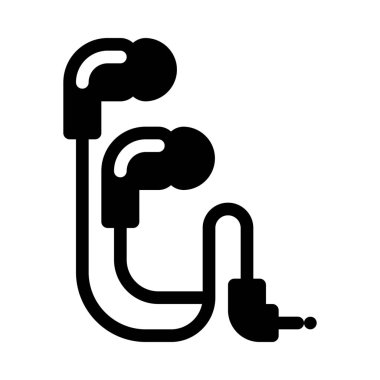 Beyaz izole kablolu ses kulaklık simgesi 