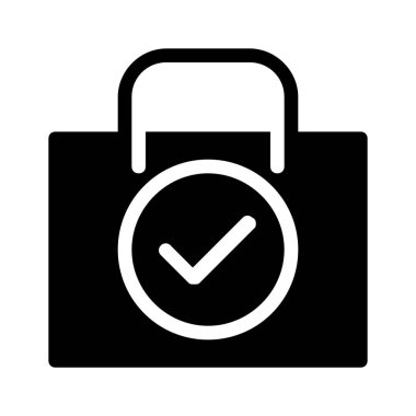 Basit vektör çizim simgesini bitmiş veya doğrulanmış çanta