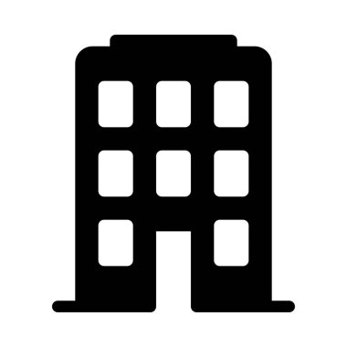 Ofis Binası yapısı, basit siyah çizgi resimde beyaz arka plan üzerinde