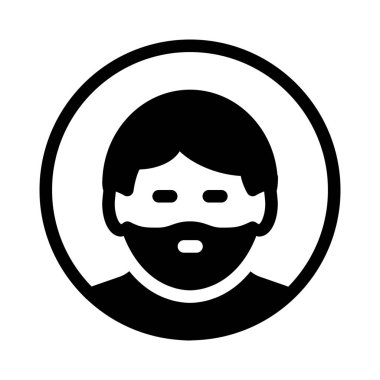 sakallı, basit siyah çizgi resimde beyaz arka plan üzerinde