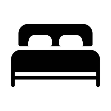 Basit vektör çizim simgesini çift kişilik yatak mobilya