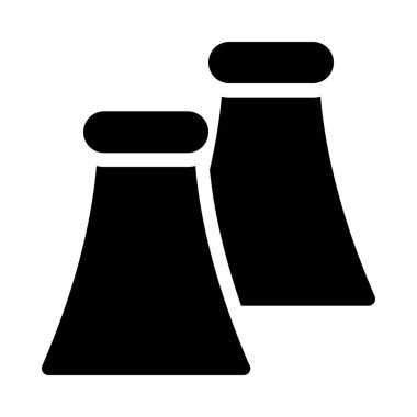 Nükleer tesisi baca beyaz arka plan üzerinde izole