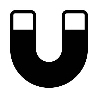 Güçlü mıknatıs, basit siyah çizgi resimde beyaz arka plan üzerinde U şeklinde