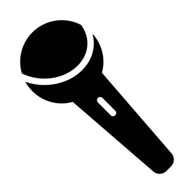 Mikrofon veya Karaoke, basit siyah çizgi resimde beyaz arka plan üzerinde