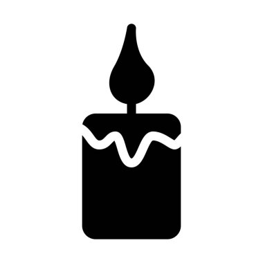 Yumuşak ışık mum, basit siyah çizgi resimde beyaz arka plan üzerinde