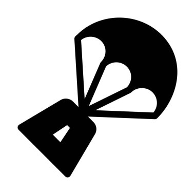 Uzay gemisi paraşüt, basit siyah çizgi resimde beyaz arka plan üzerinde açılış