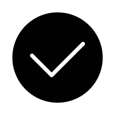 Beyaz izole onaylı veya onay işareti simgesi