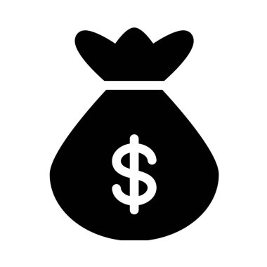 Money Bag Sack, simple black line illustration on white background