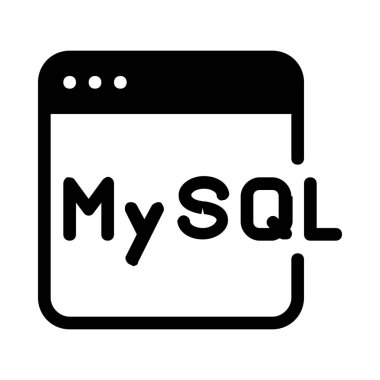 MySQL Web hizmet, basit siyah çizgi resimde beyaz arka plan üzerinde