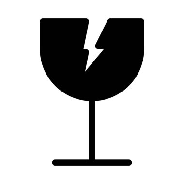 Kırık veya çatlak cam, basit siyah çizgi resimde beyaz arka plan üzerinde