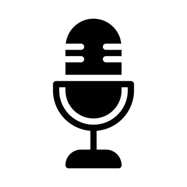 Yayıncılığı, basit siyah çizgi resimde beyaz arka plan üzerinde vintage mic