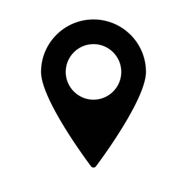 Konum PIN işaretçisini, basit siyah çizgi resimde beyaz arka plan üzerinde