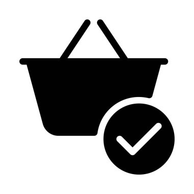 Basit vektör çizim simgesini onaylı alışveriş sepeti